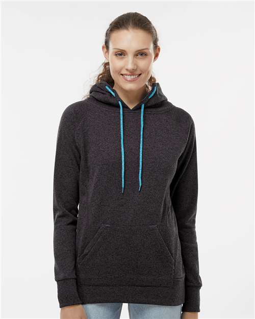 Onyx Fleck/ Electric Blue Women’s Cosmic Fleece Hooded Sweatshirt - 8616