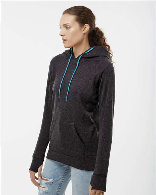 Onyx Fleck/ Electric Blue Women’s Cosmic Fleece Hooded Sweatshirt - 8616