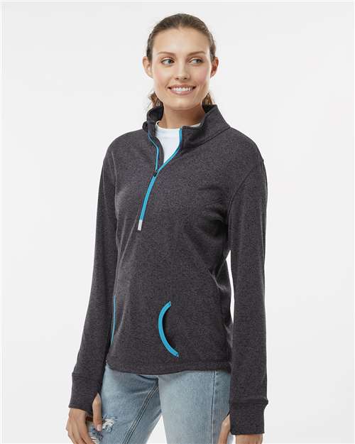 Onyx Fleck/ Electric Blue Women's Cosmic Fleece Quarter-Zip Pullover - 8617