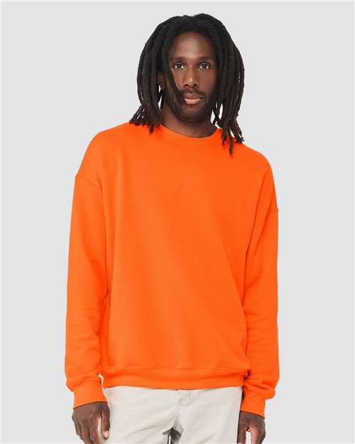 Orange Sponge Fleece Drop Shoulder Crewneck Sweatshirt - 3945