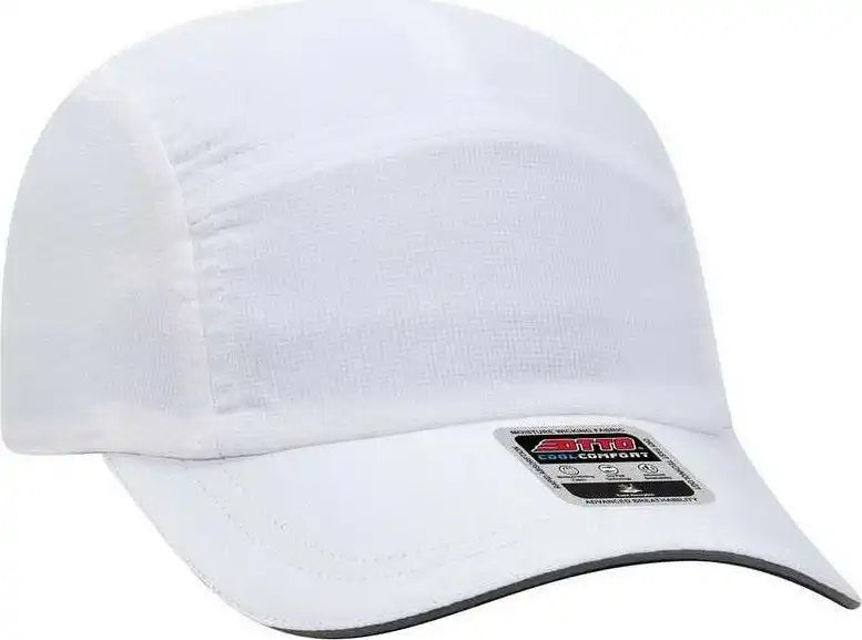 Otto 133-1252 5 Panel Polyester Pongee Reflective Sandwich Visor Running Cap - White - one Size Fits Most