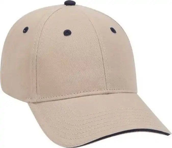 Otto 23-255 Brushed Bull Denim Sandwich Visor Low Profile Pro Style Cap with Loop Closure - Khaki Navy - one Size Fits