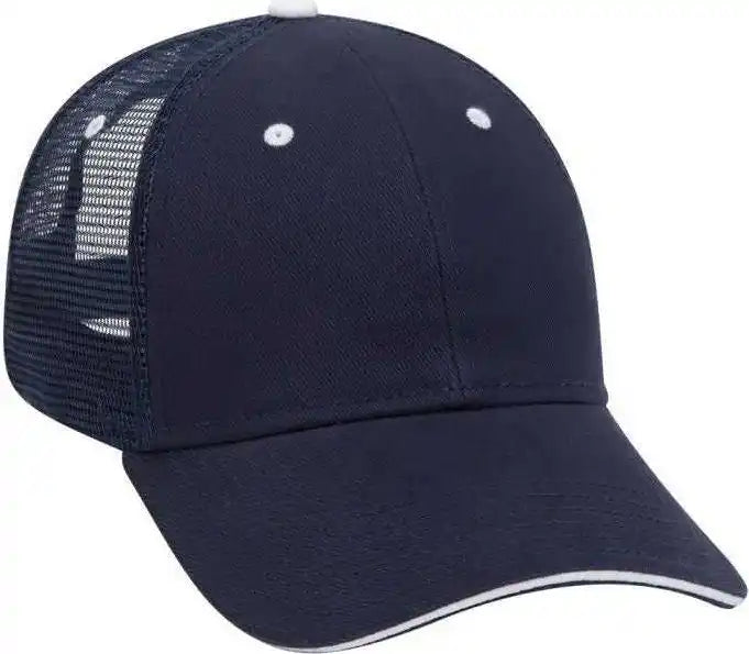 Otto 84-482 Brushed Bull Denim Sandwich Visor Low Profile Pro Style Mesh Back Structured Firm Front Panel Cap - Navy