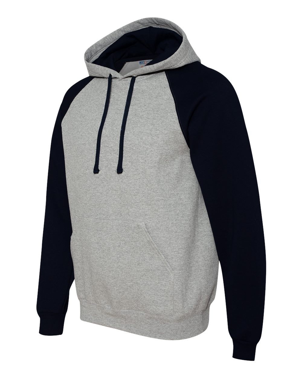 Oxford/ Black Nublend® Colorblocked Raglan Hooded Sweatshirt - 96CR