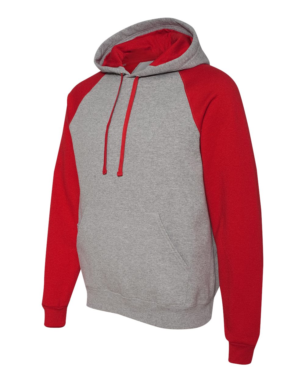 Oxford/ True Red Nublend® Colorblocked Raglan Hooded Sweatshirt - 96CR