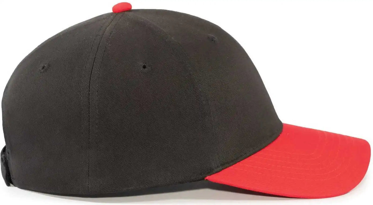 Pacific Headwear 101c Brushed Cotton Hook-and-loop Cap - Black Red - 7’’ - 7 7/8’’