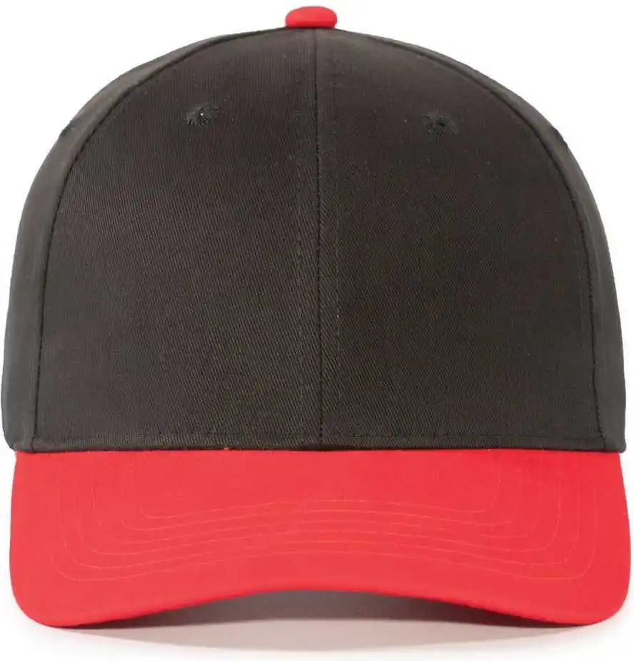 Pacific Headwear 101c Brushed Cotton Hook-and-loop Cap - Black Red - 7’’ - 7 7/8’’