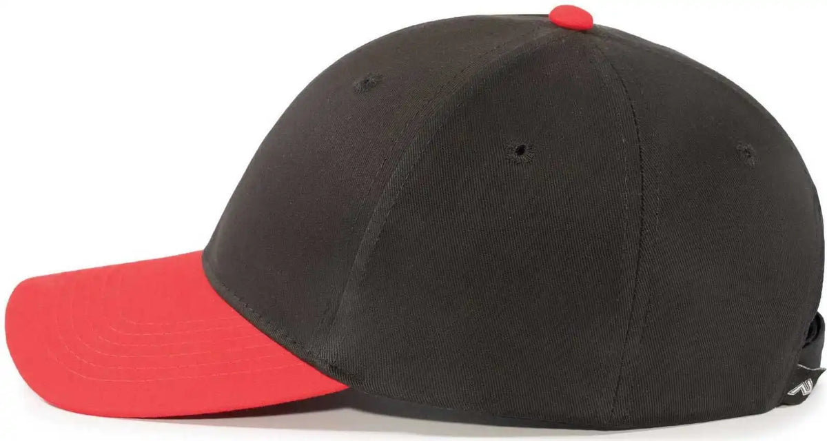 Pacific Headwear 101c Brushed Cotton Hook-and-loop Cap - Black Red - 7’’ - 7 7/8’’