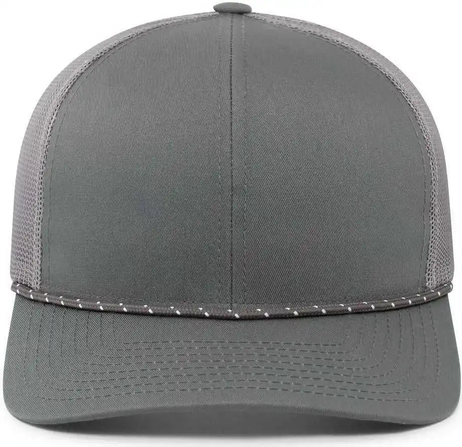 Pacific Headwear 104br Trucker Snapback Braid Cap - Graphite - Dark Gray / 7’’ - 7 7/8’’