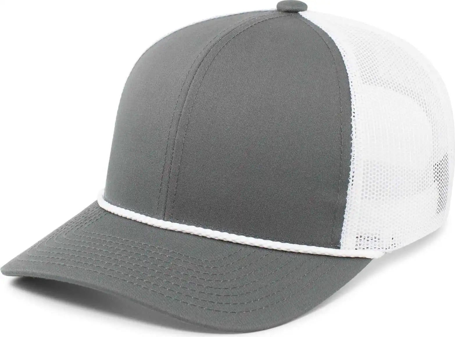 Pacific Headwear 104br Trucker Snapback Braid Cap - Graphite White - Dark Gray / 7’’ - 7 7/8’’