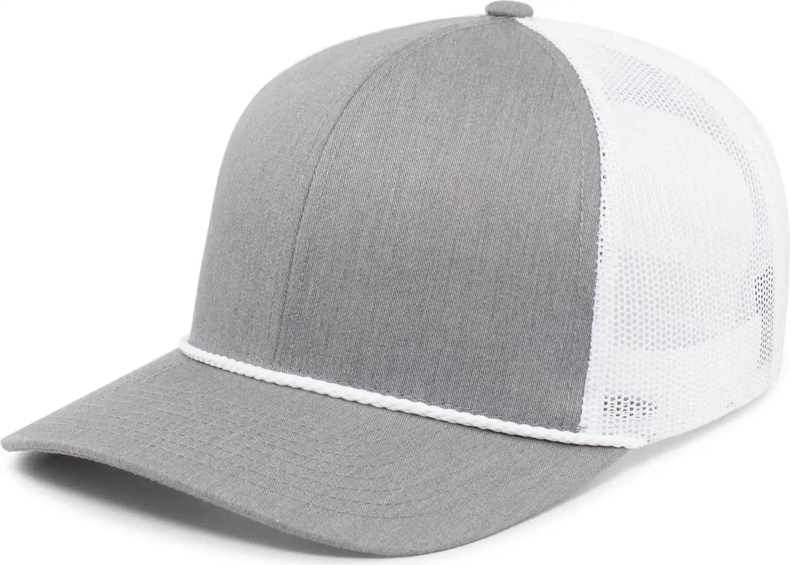 Pacific Headwear 104br Trucker Snapback Braid Cap - Heather Grey White - 7’’ - 7 7/8’’