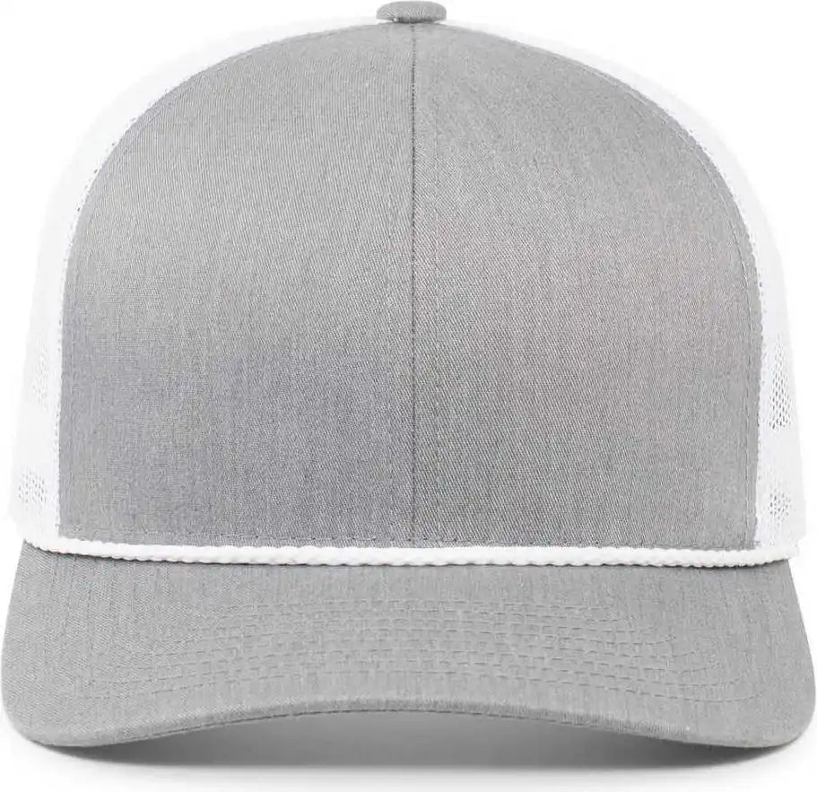 Pacific Headwear 104br Trucker Snapback Braid Cap - Heather Grey White - 7’’ - 7 7/8’’