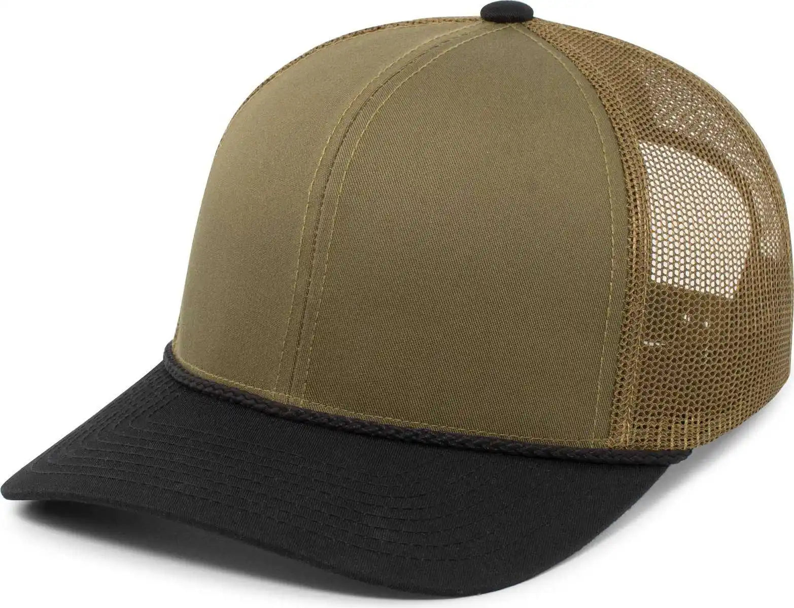 Pacific Headwear 104br Trucker Snapback Braid Cap - Moss Green Black - Olive / 7’’ - 7 7/8’’