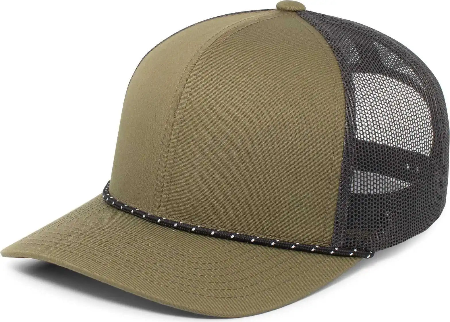 Pacific Headwear 104br Trucker Snapback Braid Cap - Moss Green Lt Charcoal - 7’’ - 7 7/8’’