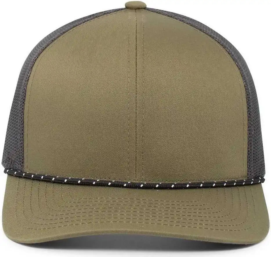 Pacific Headwear 104br Trucker Snapback Braid Cap - Moss Green Lt Charcoal - 7’’ - 7 7/8’’
