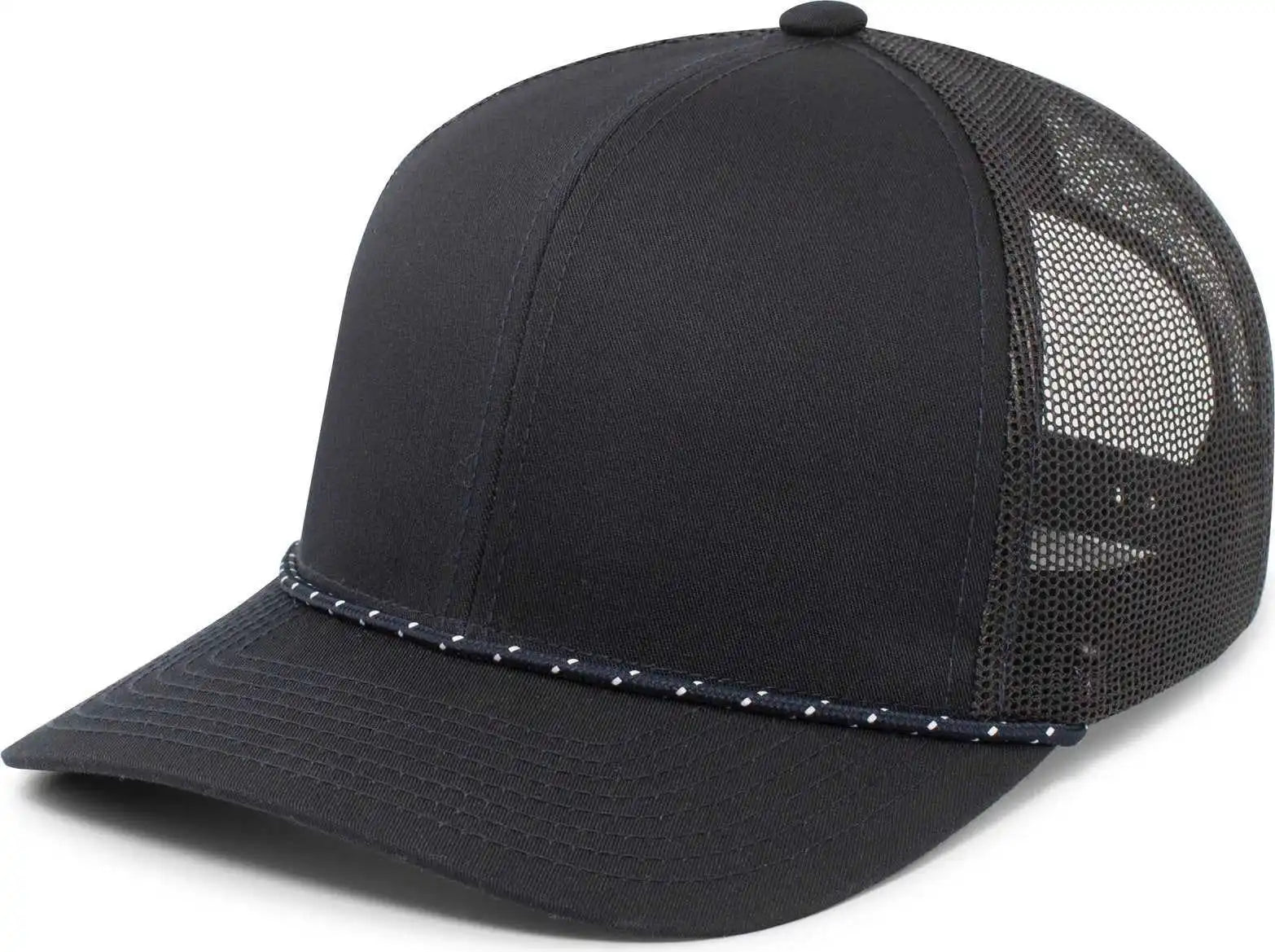 Pacific Headwear 104br Trucker Snapback Braid Cap - Navy - 7’’ - 7 7/8’’