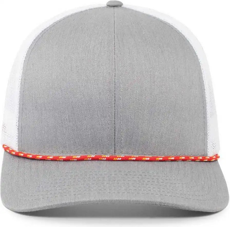 Pacific Headwear 104br Trucker Snapback Braid Cap - Red Heather Grey White - 7’’ - 7 7/8’’