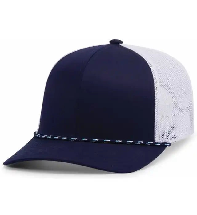 Pacific Headwear 104br Trucker Snapback Braid Cap - True Navy White - 7’’ - 7 7/8’’
