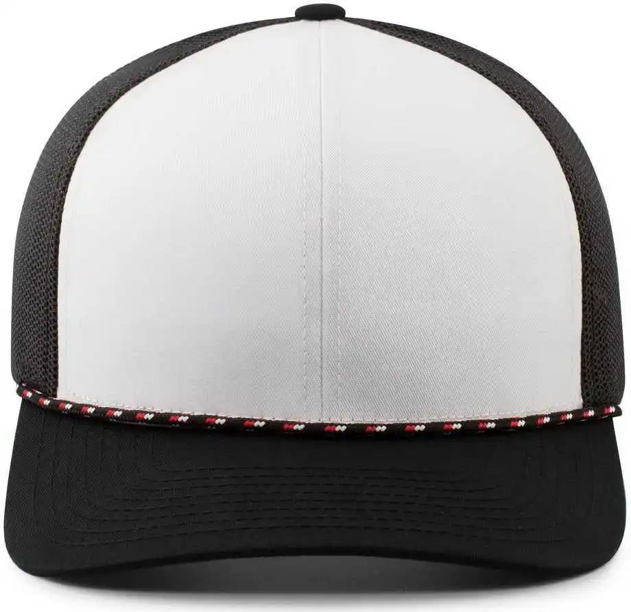 Pacific Headwear 104br Trucker Snapback Braid Cap - White Black - 7’’ - 7 7/8’’
