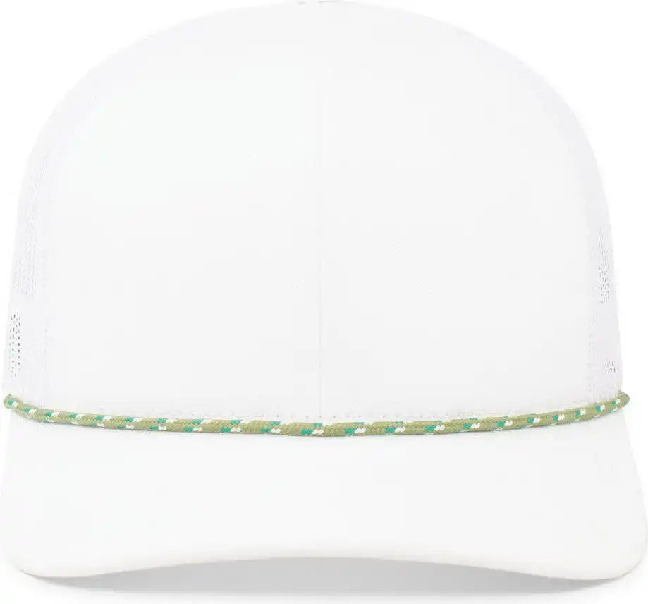 Pacific Headwear 104br Trucker Snapback Braid Cap - White Moss Green - 7’’ - 7 7/8’’