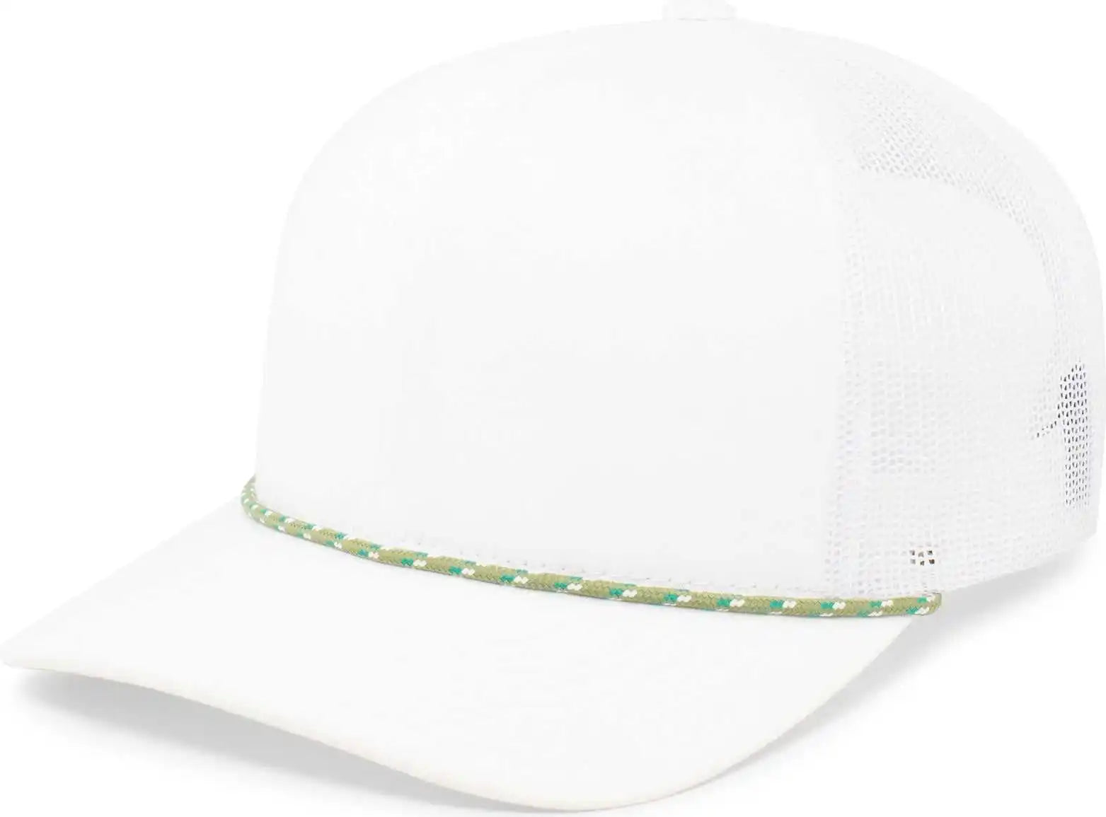Pacific Headwear 104br Trucker Snapback Braid Cap - White Moss Green - 7’’ - 7 7/8’’