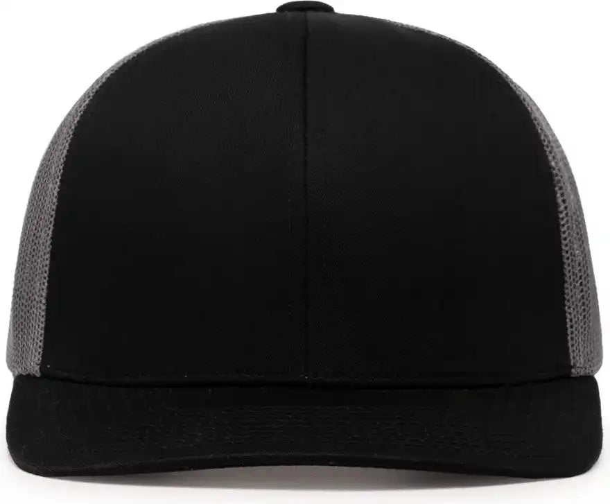 Pacific Headwear 104c Trucker Snapback Cap - Black Graphite
