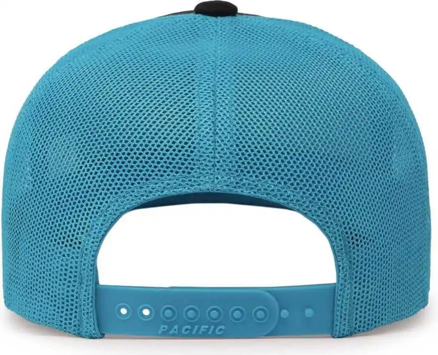 Pacific Headwear 104c Trucker Snapback Cap - Black Neon Blue - 7’’ - 7 7/8’’