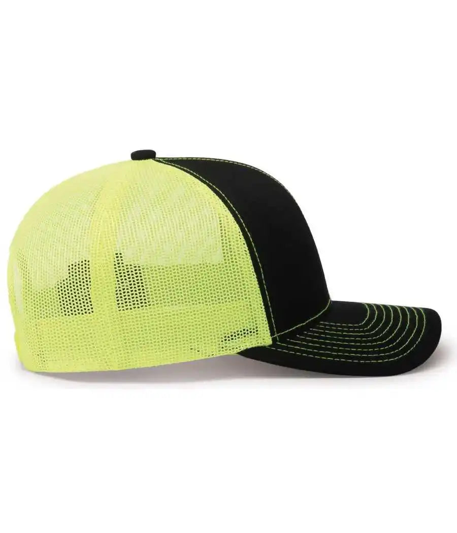 Pacific Headwear 104c Trucker Snapback Cap - Black Neon Yellow - 7’’ - 7 7/8’’