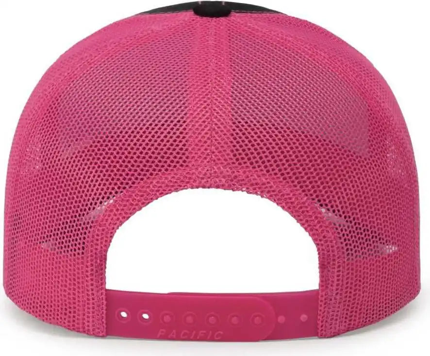 Pacific Headwear 104c Trucker Snapback Cap - Black Pink - 7’’ - 7 7/8’’