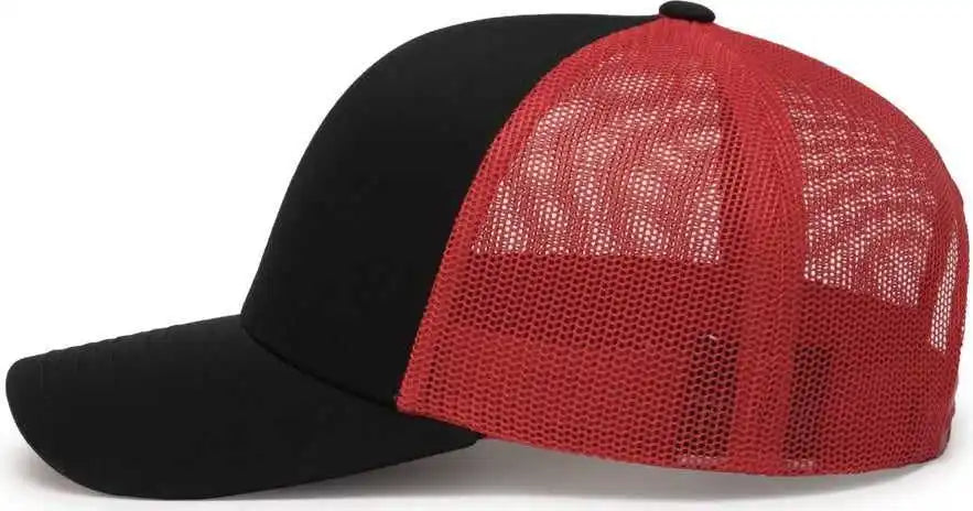 Pacific Headwear 104c Trucker Snapback Cap - Black Red - 7’’ - 7 7/8’’