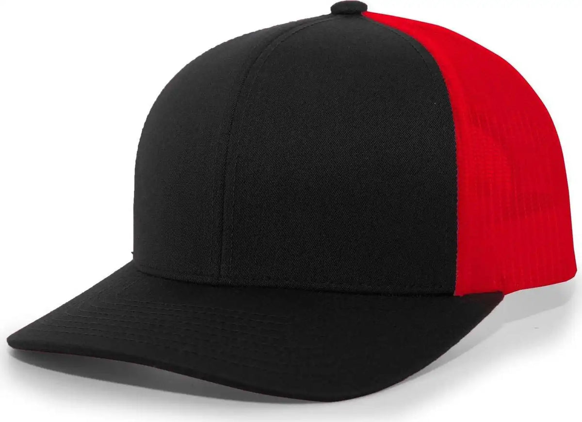 Pacific Headwear 104c Trucker Snapback Cap - Black Red - 7’’ - 7 7/8’’