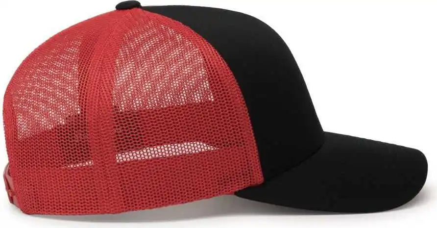 Pacific Headwear 104c Trucker Snapback Cap - Black Red - 7’’ - 7 7/8’’