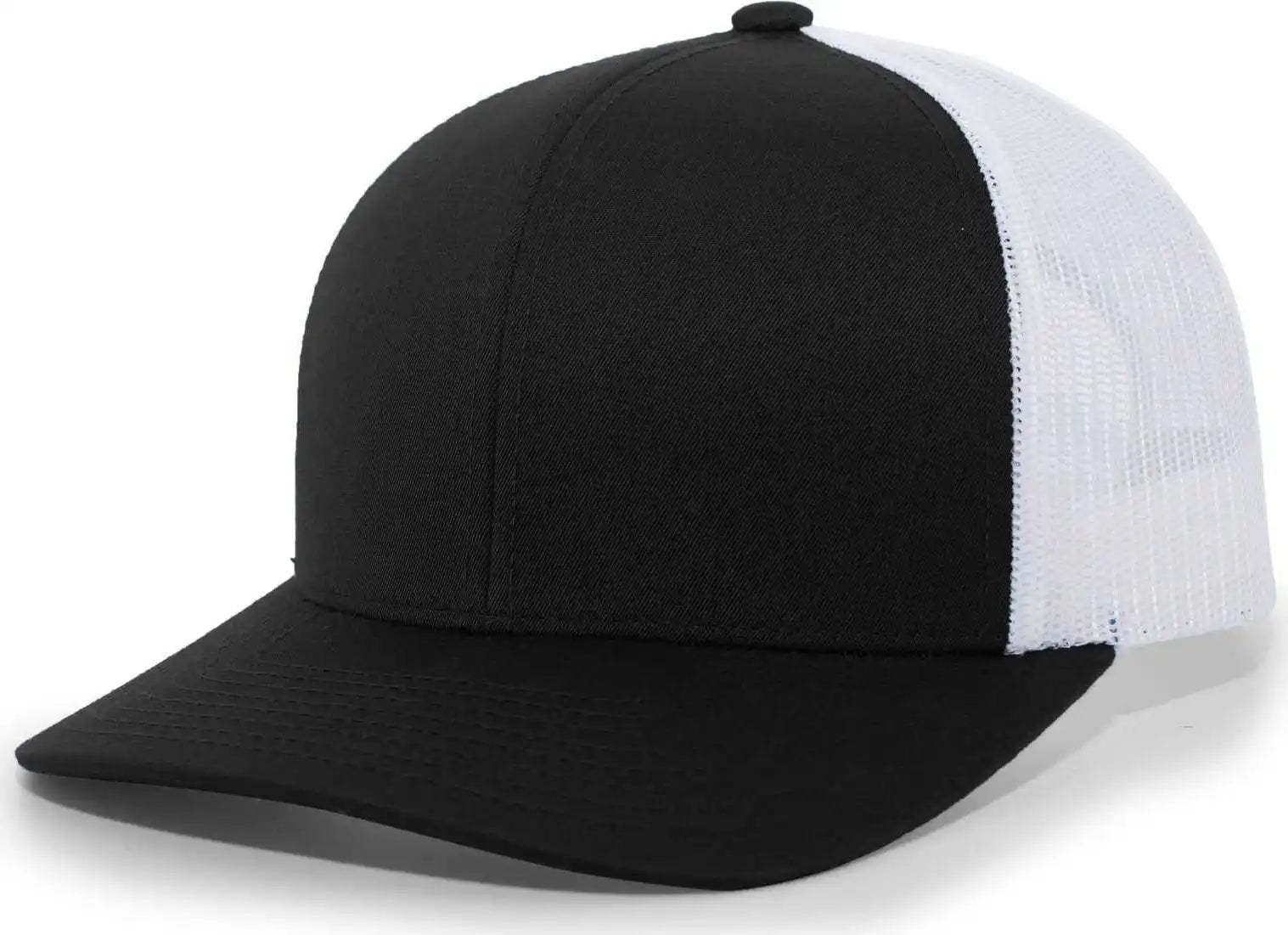 Pacific Headwear 104c Trucker Snapback Cap - Black White - 6 1/2’’ - 7’’