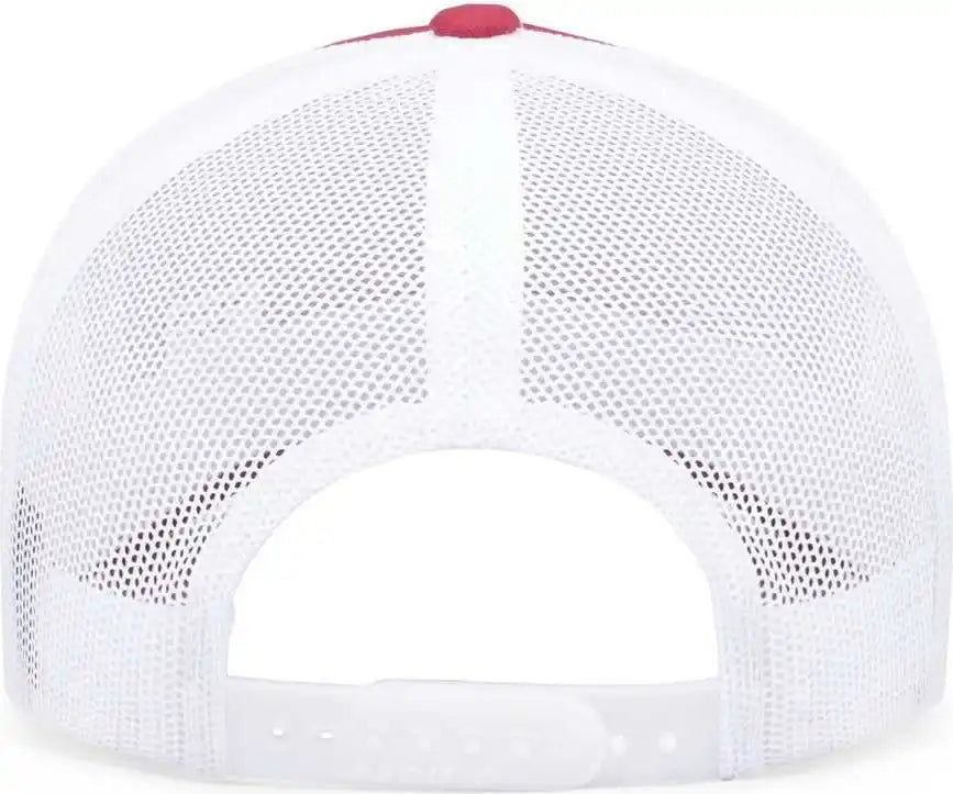 Pacific Headwear 104c Trucker Snapback Cap - Cardinal White - 7’’ - 7 7/8’’