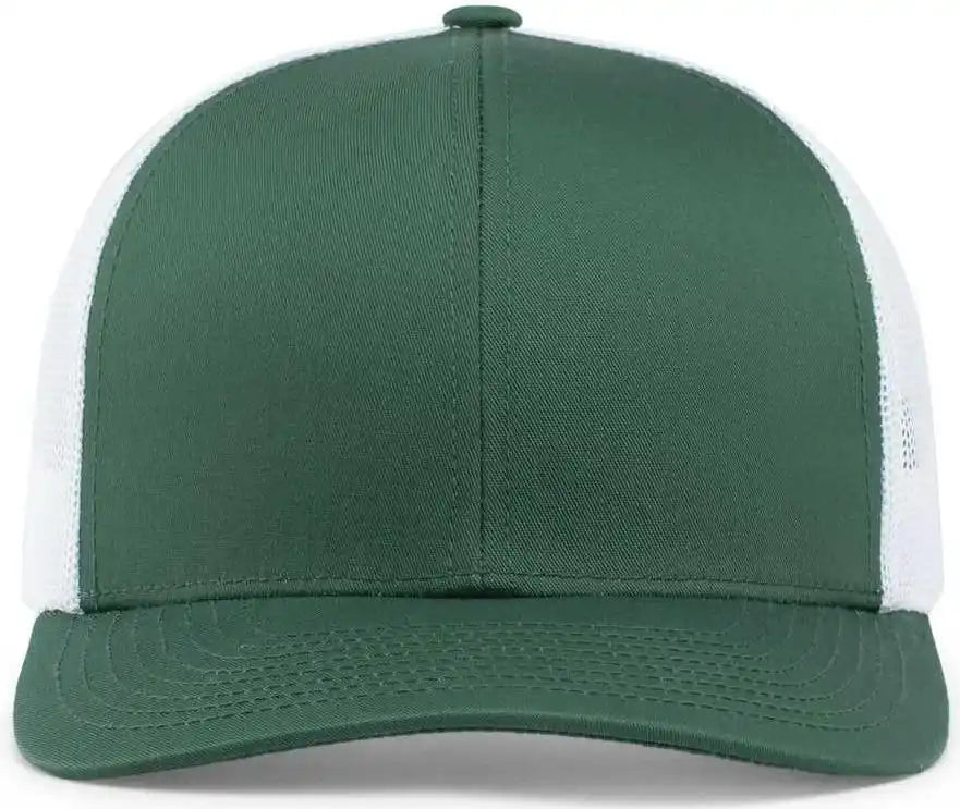 Pacific Headwear 104c Trucker Snapback Cap - Dark Green White - Forest / 7’’ - 7 7/8’’