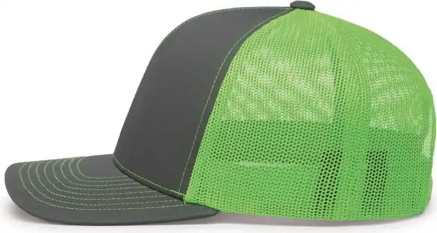 Pacific Headwear 104c Trucker Snapback Cap - Graphite Neon Green - Dark Gray / 7’’ - 7 7/8’’