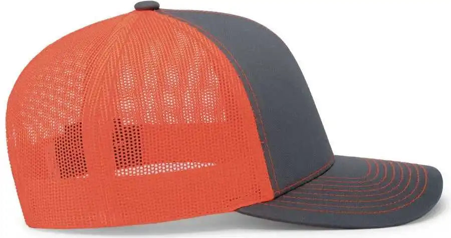 Pacific Headwear 104c Trucker Snapback Cap - Graphite Neon Orange - Dark Gray / 7’’ - 7 7/8’’