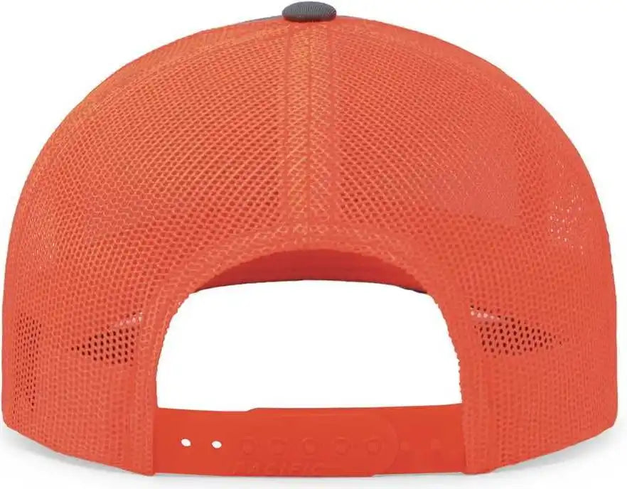 Pacific Headwear 104c Trucker Snapback Cap - Graphite Neon Orange - Dark Gray / 7’’ - 7 7/8’’