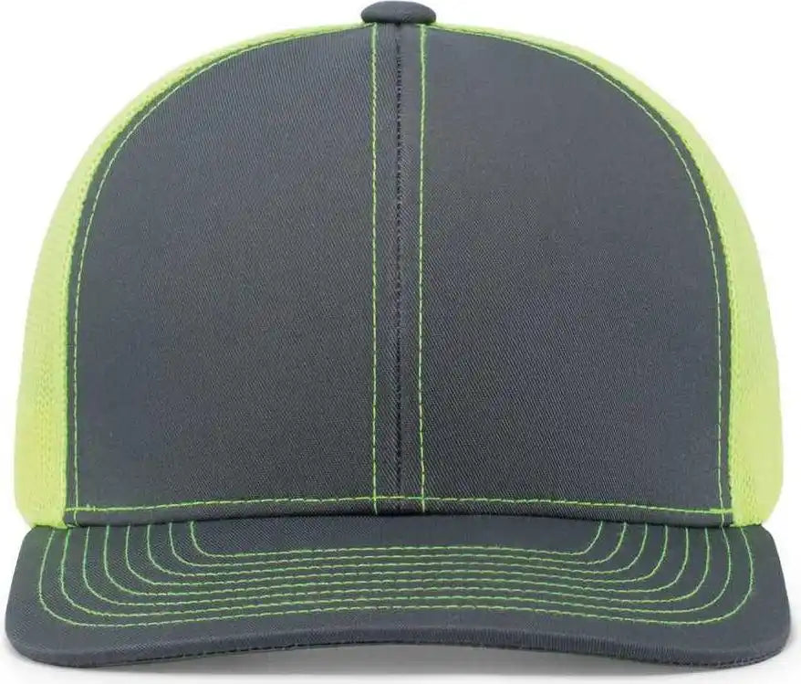 Pacific Headwear 104c Trucker Snapback Cap - Graphite Neon Yellow - 7’’ - 7 7/8’’