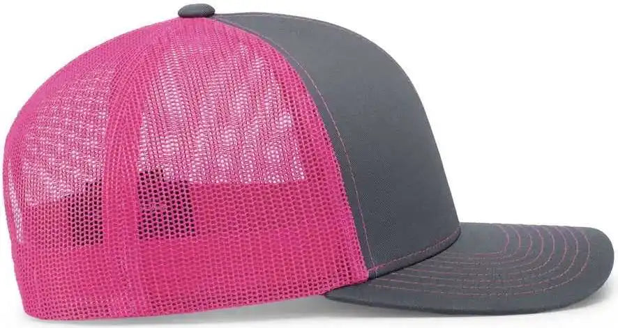Pacific Headwear 104c Trucker Snapback Cap - Graphite Pink