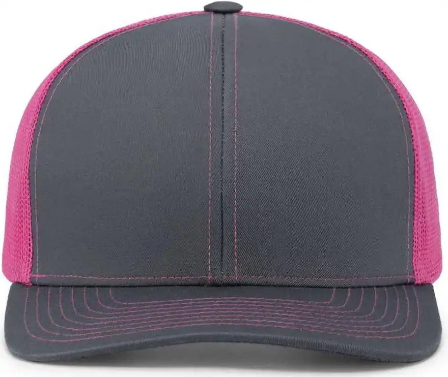 Pacific Headwear 104c Trucker Snapback Cap - Graphite Pink