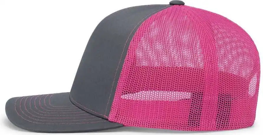 Pacific Headwear 104c Trucker Snapback Cap - Graphite Pink