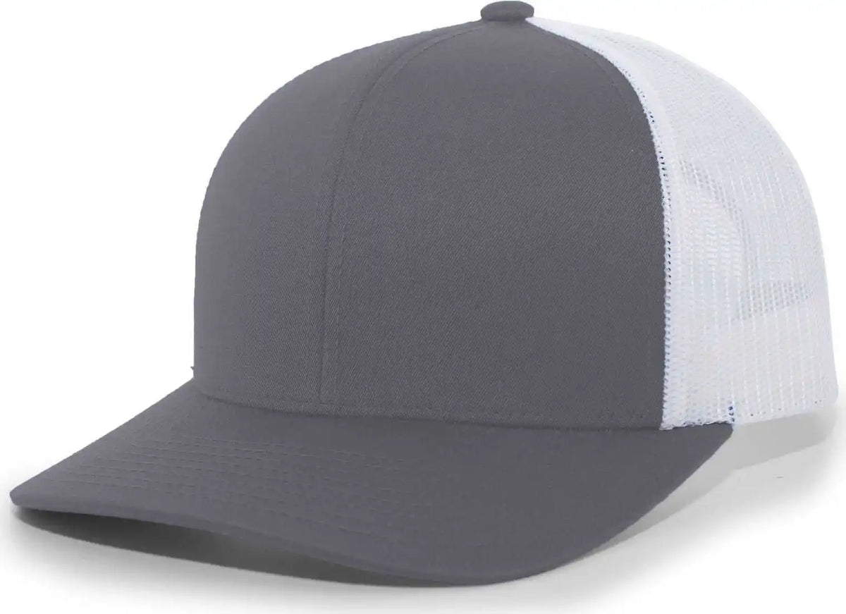 Pacific Headwear 104c Trucker Snapback Cap - Graphite White - Dark Gray / 6 1/2’’ - 7’’