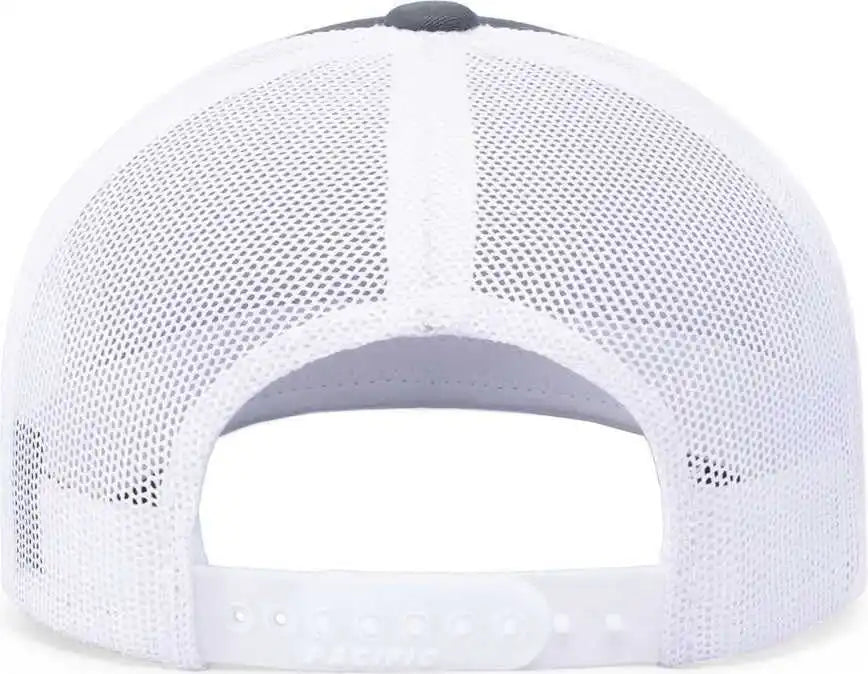 Pacific Headwear 104c Trucker Snapback Cap - Graphite White