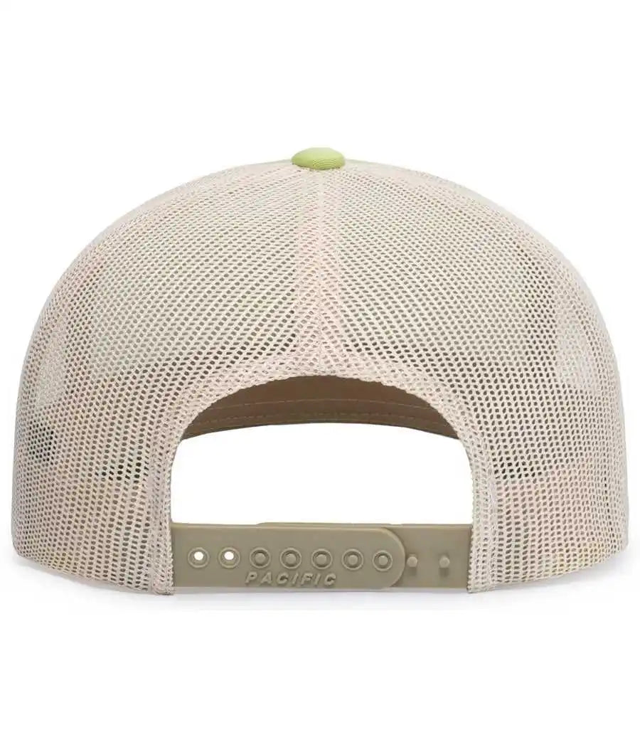 Pacific Headwear 104c Trucker Snapback Cap - Green Glow Beige - Gray Ivory / 7’’ - 7 7/8’’