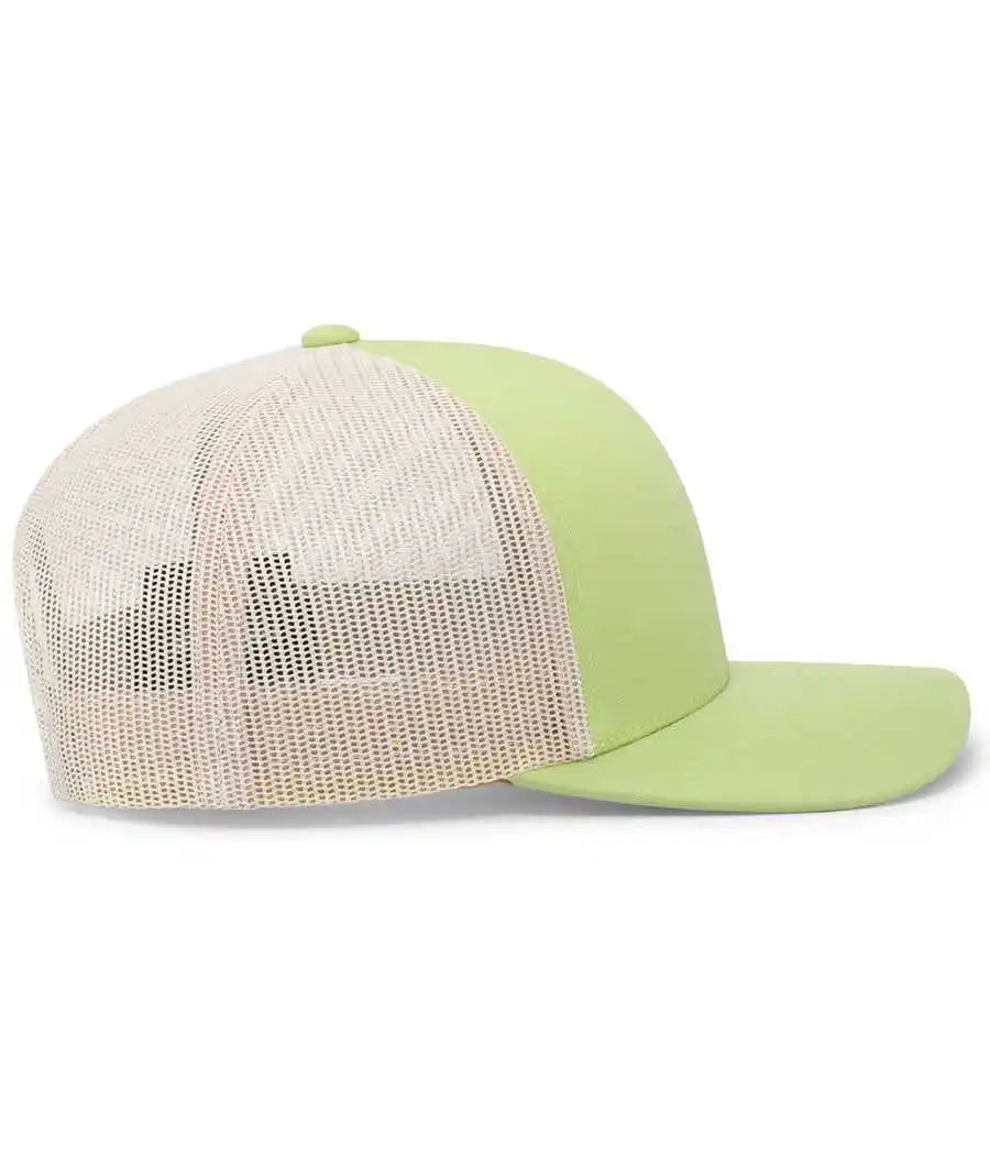 Pacific Headwear 104c Trucker Snapback Cap - Green Glow Beige - Gray Ivory / 7’’ - 7 7/8’’
