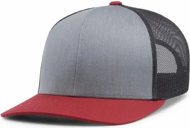Pacific Headwear 104c Trucker Snapback Cap - Heather Grey Lt Charcoal Varsity - 7’’ - 7 7/8’’