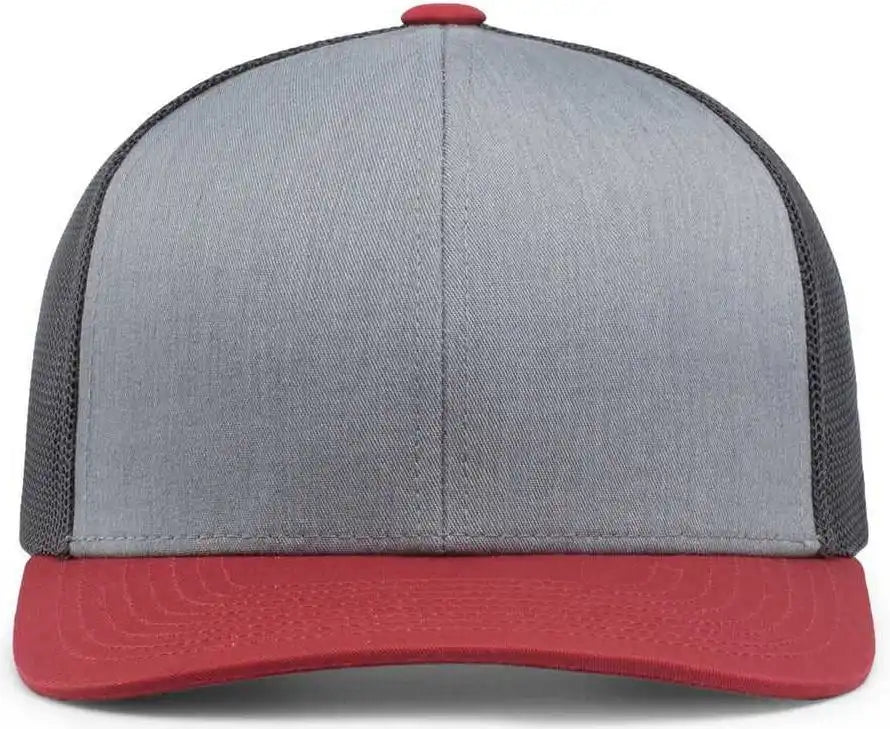 Pacific Headwear 104c Trucker Snapback Cap - Heather Grey Lt Charcoal Varsity - 7’’ - 7 7/8’’