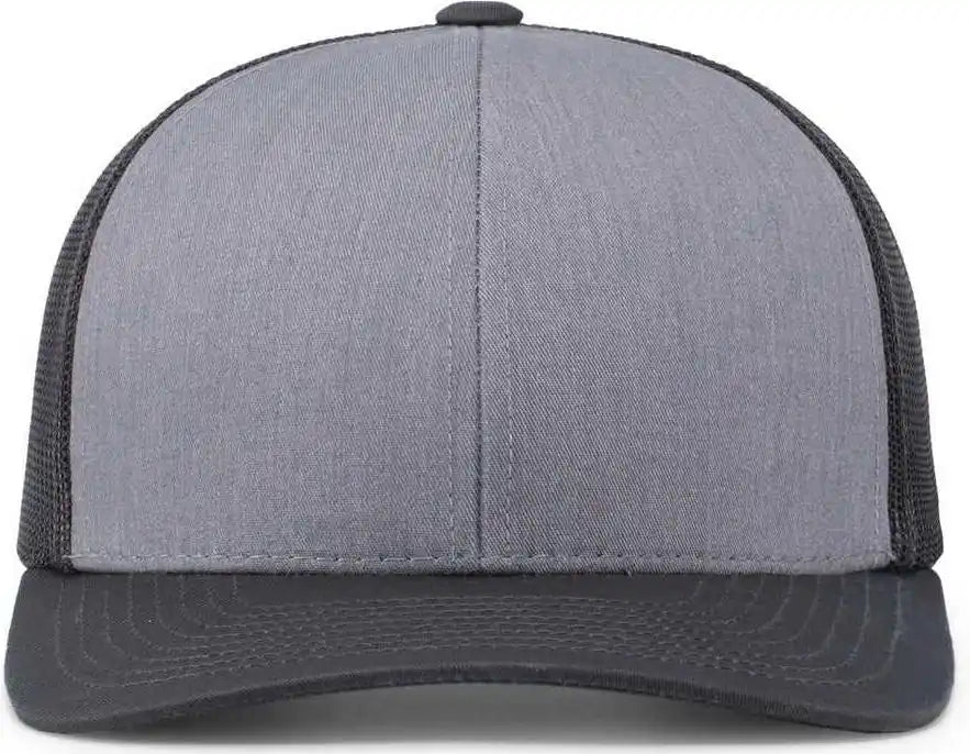 Pacific Headwear 104c Trucker Snapback Cap - Heathergrey Ltcharcoal Ltcharc - Gray Dark / 7’’ - 7 7/8’’