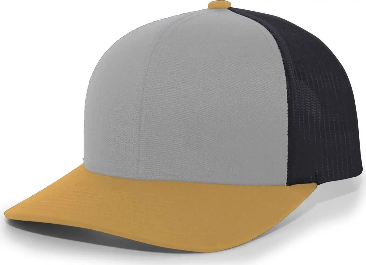 Pacific Headwear 104c Trucker Snapback Cap - Heathergrey Ltcharcoal Ambergo - Gray Dark / 7’’ - 7 7/8’’